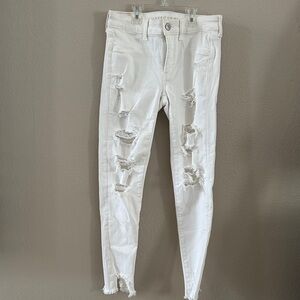 Distressed White Skinny Jeans American Eagle